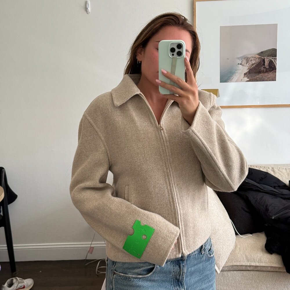 Cream Wool Zip-Up Unisex Winter Jacket – Off-White by Virgil Abloh
